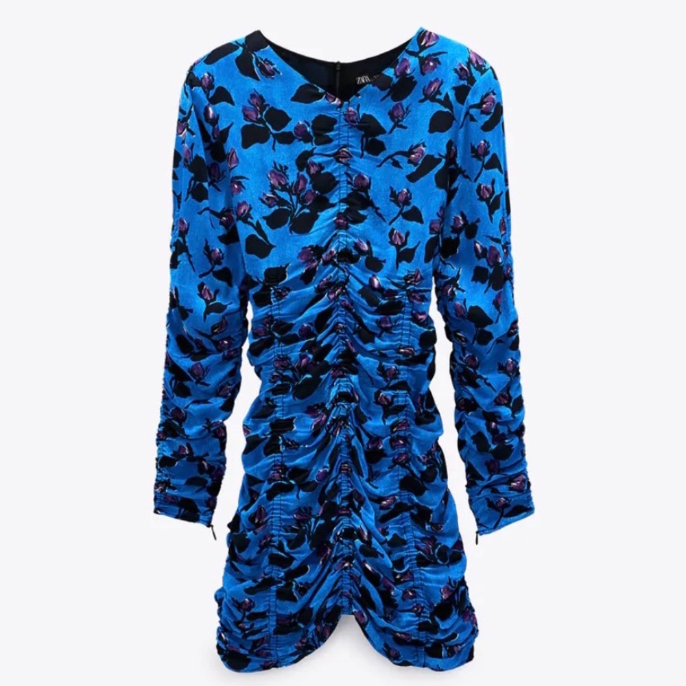 Zara draped print dress Size Small
